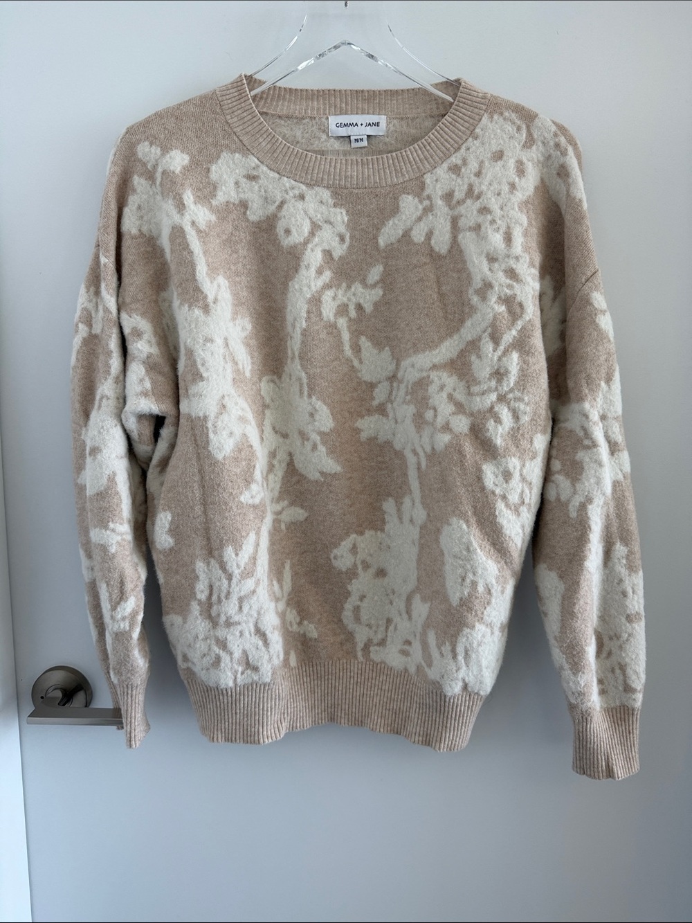 Gemma & Jane - Cream & Beige Floral Crewneck Sweater